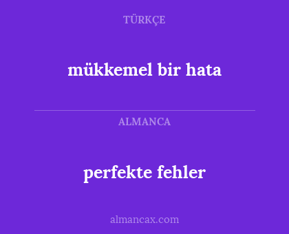 perfekte fehler - mükkemel bir hata