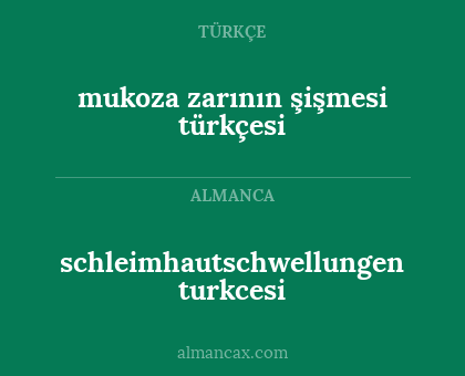 mukoza zarının şişmesi türkçesi - schleimhautschwellungen turkcesi