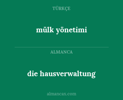 die hausverwaltung - mülk yönetimi