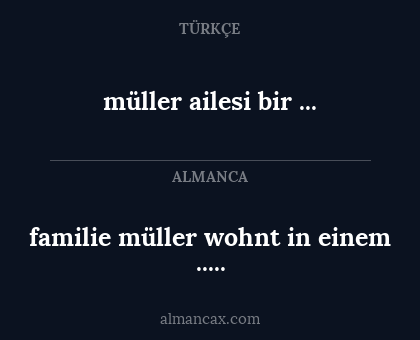 müller ailesi bir ... - familie müller wohnt in einem .....