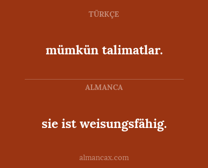 sie ist weisungsfähig. - mümkün talimatlar.