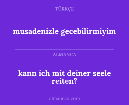 musadenizle gecebilirmiyim - kann ich mit deiner seele reiten?