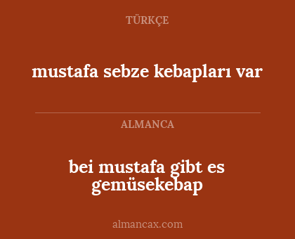 bei mustafa gibt es gemüsekebap - mustafa sebze kebapları var