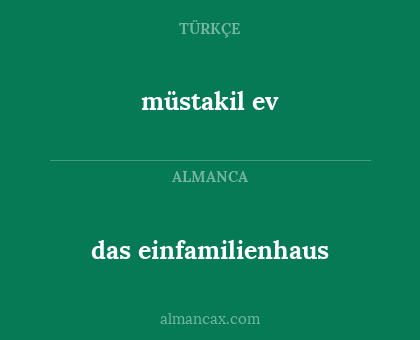 müstakil ev - das einfamilienhaus
