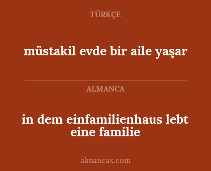in dem einfamilienhaus lebt eine familie - müstakil evde bir aile yaşar