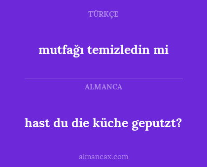 hast du die küche geputzt? - mutfağı temizledin mi