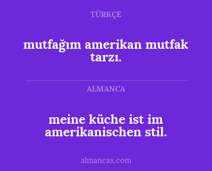 meine küche ist im amerikanischen stil. - mutfağım amerikan mutfak tarzı.