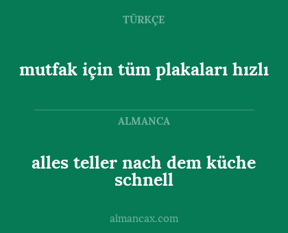 mutfak için tüm plakaları hızlı - alles teller nach dem küche schnell