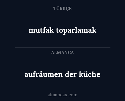 aufräumen der küche - mutfak toparlamak