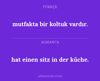 hat einen sitz in der küche. - mutfakta bir koltuk vardır.