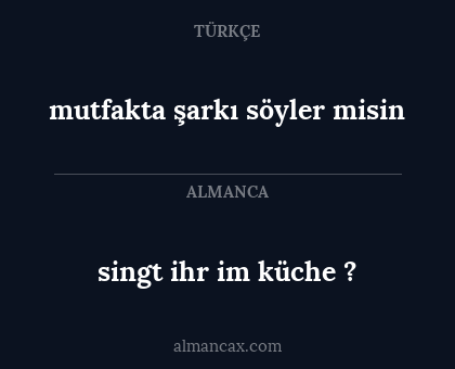 mutfakta şarkı söyler misin - singt ihr im küche ?