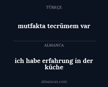 mutfakta tecrümem var - ich habe erfahrung in der küche