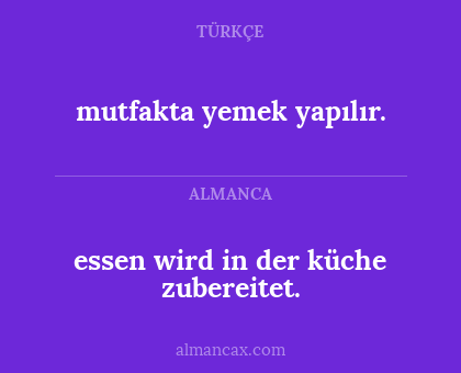 essen wird in der küche zubereitet. - mutfakta yemek yapılır.