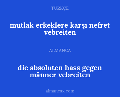 die absoluten hass gegen männer vebreiten - mutlak erkeklere karşı nefret vebreiten
