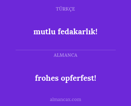 mutlu fedakarlık! - frohes opferfest!