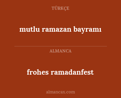 frohes ramadanfest - mutlu ramazan bayramı