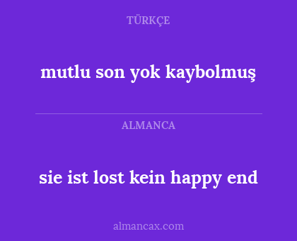 mutlu son yok kaybolmuş - sie ist lost kein happy end
