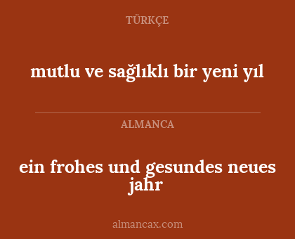 ein frohes und gesundes neues jahr - mutlu ve sağlıklı bir yeni yıl