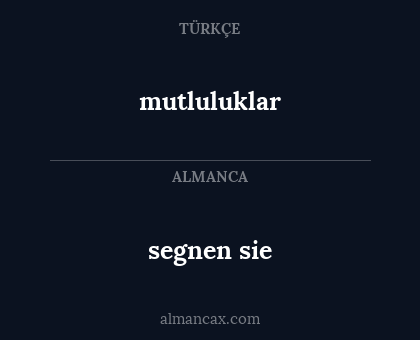 segnen sie - mutluluklar
