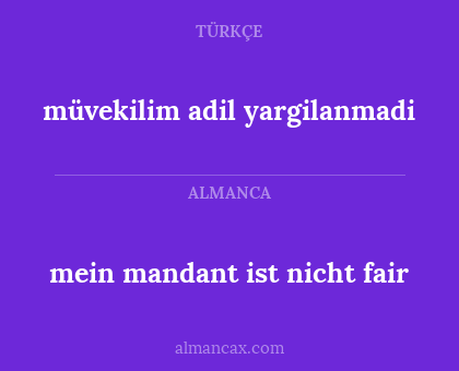 mein mandant ist nicht fair - müvekilim adil yargilanmadi
