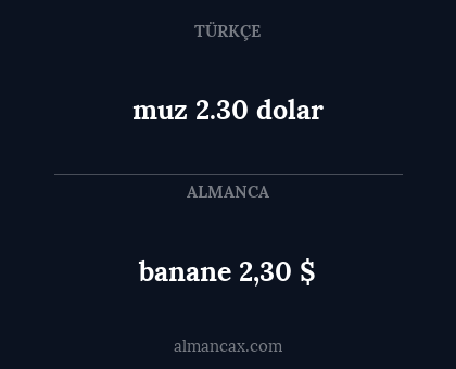 muz 2.30 dolar - banane 2,30 $