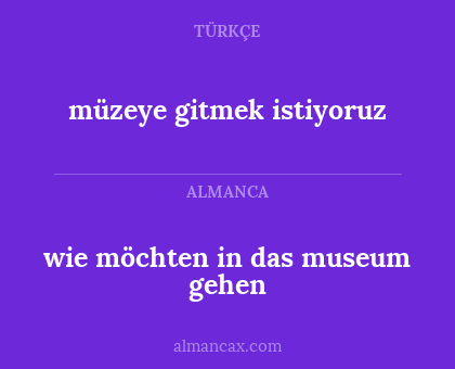 müzeye gitmek istiyoruz - wie möchten in das museum gehen