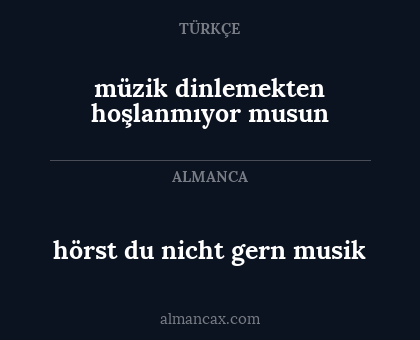 müzik dinlemekten hoşlanmıyor musun - hörst du nicht gern musik