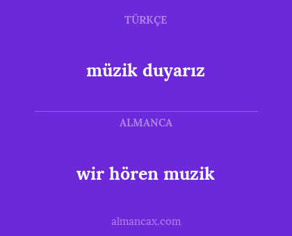 müzik duyarız - wir hören muzik