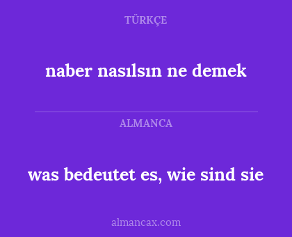 naber nasılsın ne demek - was bedeutet es, wie sind sie