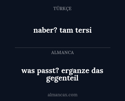naber? tam tersi - was passt? erganze das gegenteil