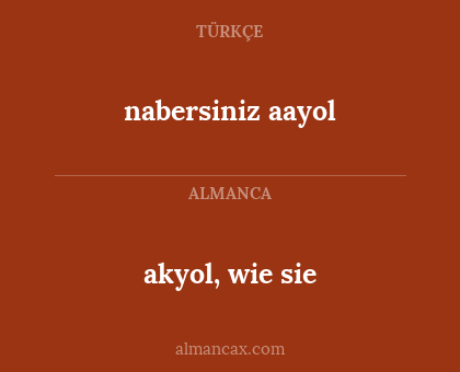 akyol, wie sie - nabersiniz aayol