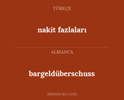 bargeldüberschuss - nakit fazlaları