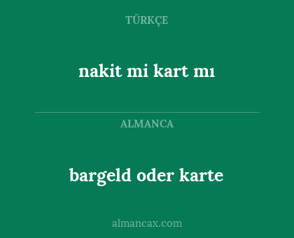 bargeld oder karte - nakit mi kart mı