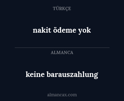 keine barauszahlung - nakit ödeme yok