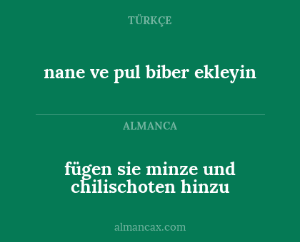 fügen sie minze und chilischoten hinzu - nane ve pul biber ekleyin