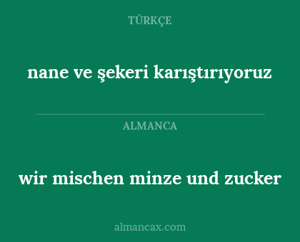 nane ve şekeri karıştırıyoruz - wir mischen minze und zucker