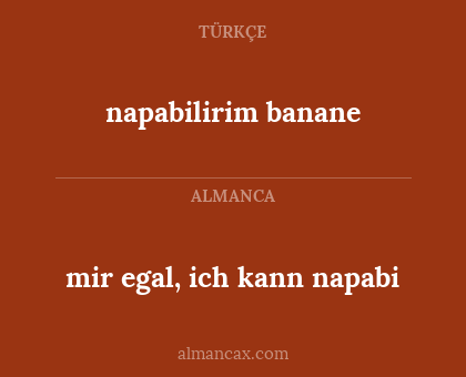 napabilirim banane - mir egal, ich kann napabi