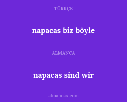 napacas sind wir - napacas biz bõyle