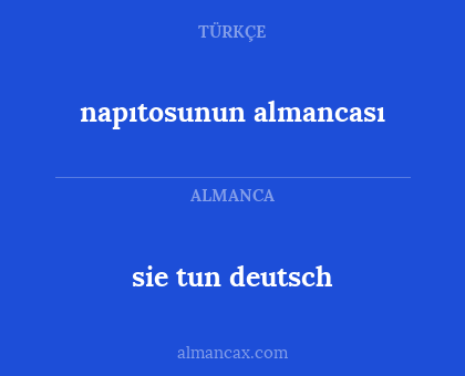 sie tun deutsch - napıtosunun almancası