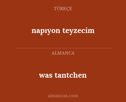 napıyon teyzecim - was tantchen