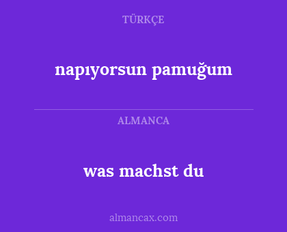 was machst du - napıyorsun pamuğum