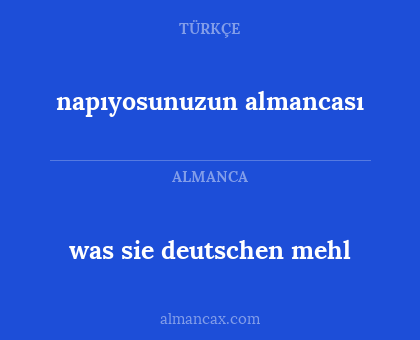 was sie deutschen mehl - napıyosunuzun almancası