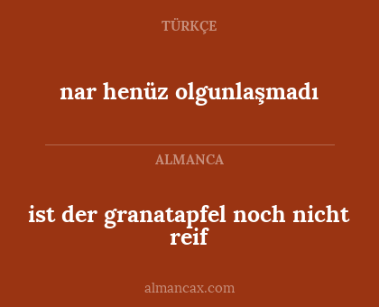 nar henüz olgunlaşmadı - ist der granatapfel noch nicht reif