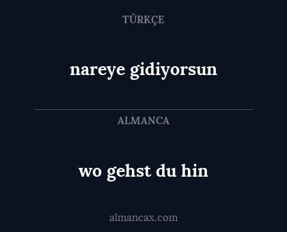 nareye gidiyorsun - wo gehst du hin