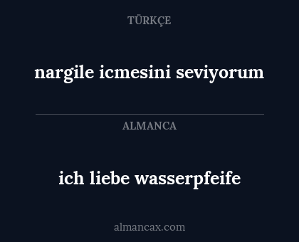 ich liebe wasserpfeife - nargile icmesini seviyorum