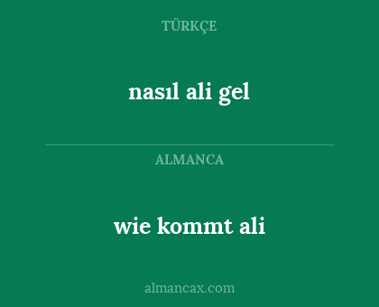 wie kommt ali - nasıl ali gel
