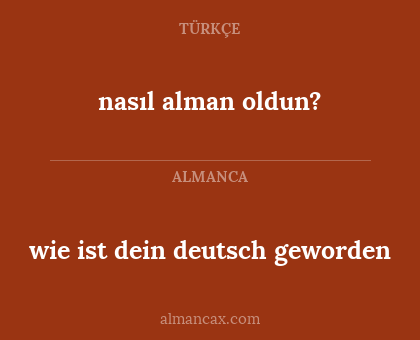 nasıl alman oldun? - wie ist dein deutsch geworden