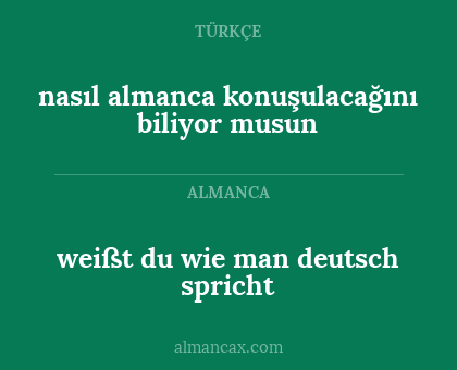 weißt du wie man deutsch spricht - nasıl almanca konuşulacağını biliyor musun