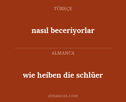 nasıl beceriyorlar - wie heiben die schlüer