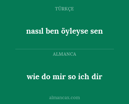 wie do mir so ich dir - nasıl ben öyleyse sen